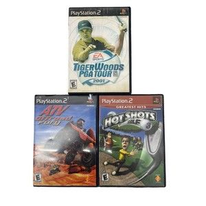 PS2 Games Lot Of 3 Tiger Woods PGA Tour 2001 Hot Shots Golf ATV‎ Off road Fury
